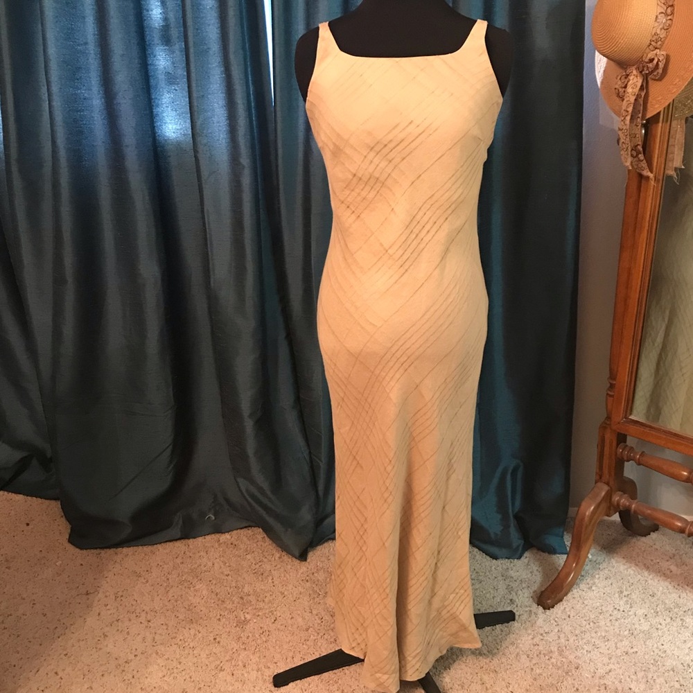 Tan linen dress